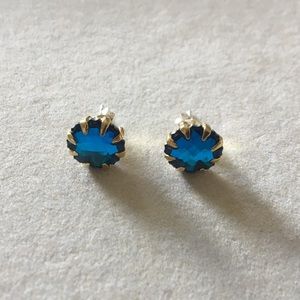 Waxing Poetic Blue Swarovski Stud Earrings